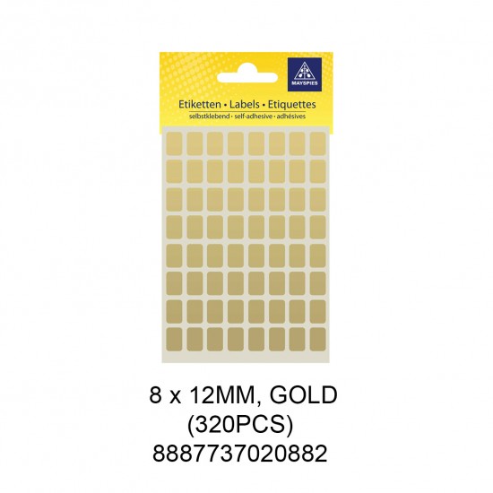 MAYSPIES MS-8X12MM COLOUR LABEL / 5 SHEETS/PKT / 320PCS / 8X12MM GOLD